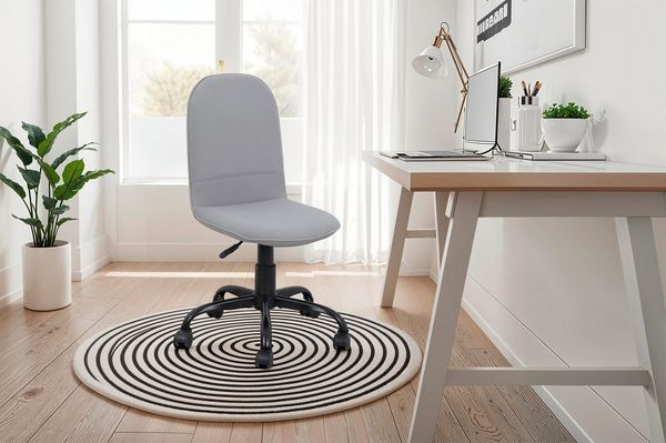 byLIVING Bürostuhl Trolly Drehstuhl/Kinderstuhl/Metall schwarz pulverbeschichtet/Bezug Webstoff/klappbar/Sicherheitsdoppelrollen/B 42, H 85-95, T 54 cm (hellgrau)