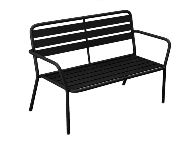 Vente-unique - MIRMANDE Gartensitzgruppe Metall Schwarz - B 58 cm x H 82 cm x L 123 cm