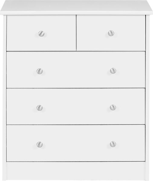 Design Holz-Kommode PURE 60 x 70 x 35 cm mit 5 Schubladen | Mehrzweckanrichte flach für Flur | Modernes Sideboard zeitlose Anrichte