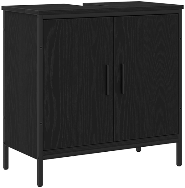 vidaXL Waschbeckenschrank mit Tür Schwarz Eichen-Optik 60 x 30 x 60 cm 863118