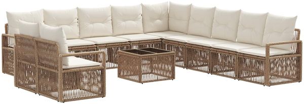 vidaXL Gartensofa-set 12 pcs Beige Poly-Rattan 3435768