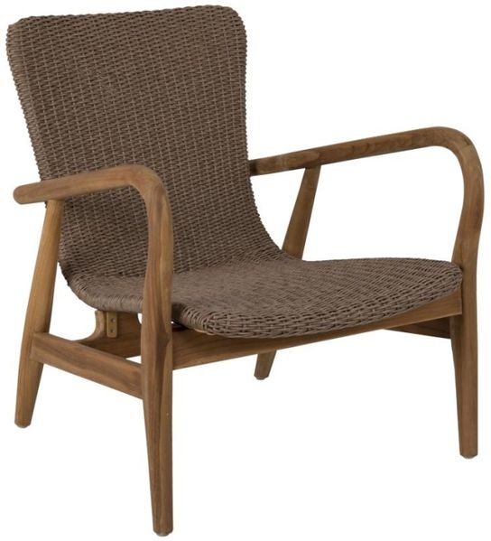 Gartensessel Lilja aus Teakholz mit Geflecht, skandinavischer Stil, naturbraun, Outdoor geeignet