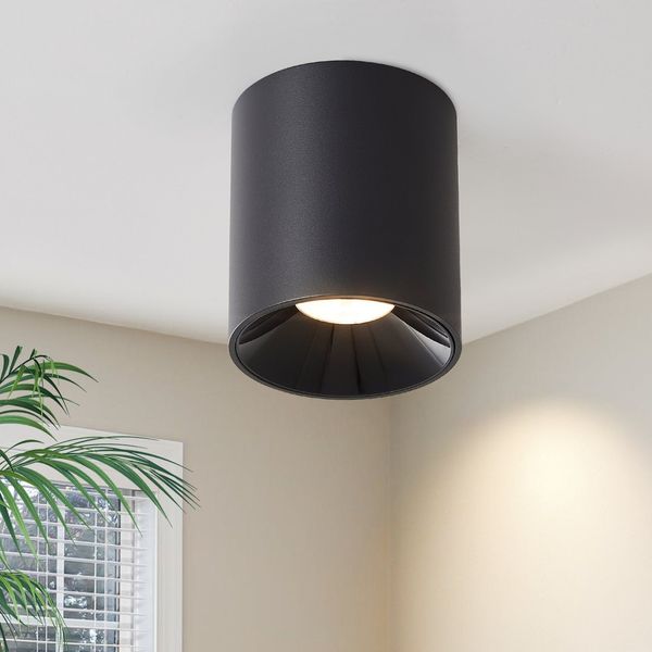 ZMH Aufbauspot Schwarz Deckenspots LED: Spots Deckenleuchte Aufputz Aufbaustrahler 7W Rund Deckenlampe Aufbau Deckenstrahler Küche 3000K Aufputzleuchte für Esszimmer Wohnzimmer Schlafzimmer