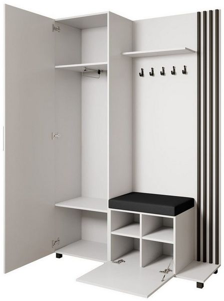 Beautysofa Garderoben-Set Livia – Design, Funktion und Ordnung in Perfektion, (Geräumiger Schuhschrank, mit praktischer Kleiderstange)