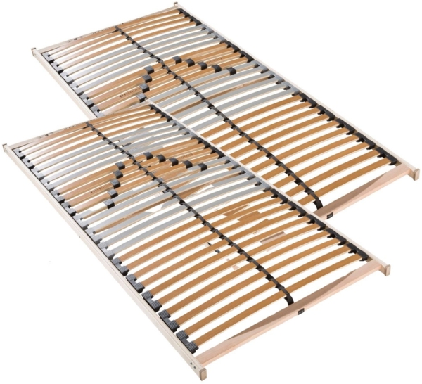 Lattenrost 200x200 cm vormontiert 28 Latten 5-Zonen belastbar ca. 150 Kg Birkenschichtholz Made in Germany