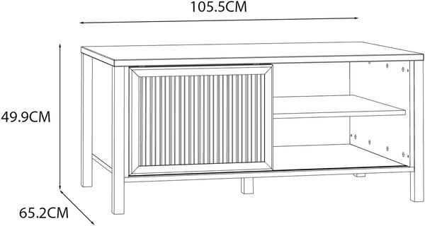 Forte JYTANA Couchtisch 100 110, skandinavischer Sofatisch mit Aufbewahrung, Holzwerkstoff, Mauvella Eiche Holzdekor, 105,5 cm breit x 49,9 cm hoch x 65,2 cm tief Bild 6