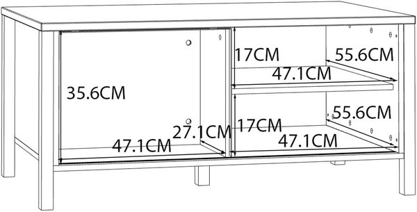 Forte JYTANA Couchtisch 100 110, skandinavischer Sofatisch mit Aufbewahrung, Holzwerkstoff, Mauvella Eiche Holzdekor, 105,5 cm breit x 49,9 cm hoch x 65,2 cm tief Bild 7
