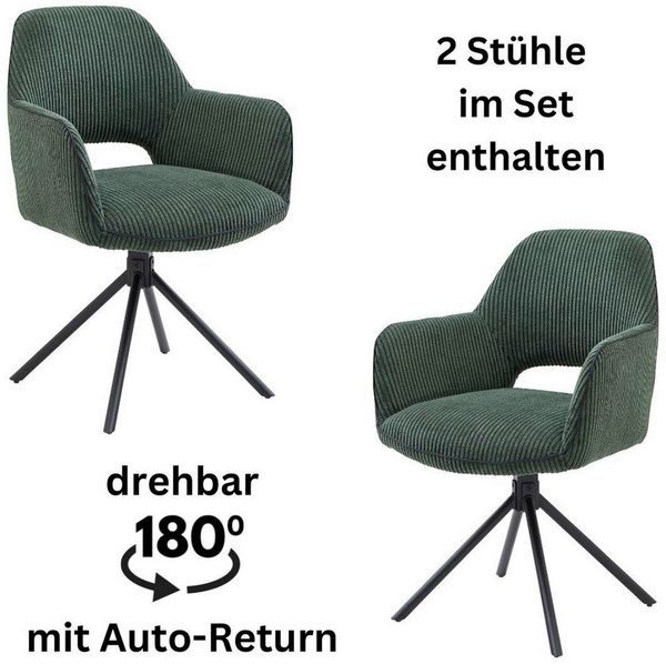 Stolkom Sp.z.o.o. Armlehnstuhl Adrina (Set, 2 St), 180 grad drehbar mit Auto-Return