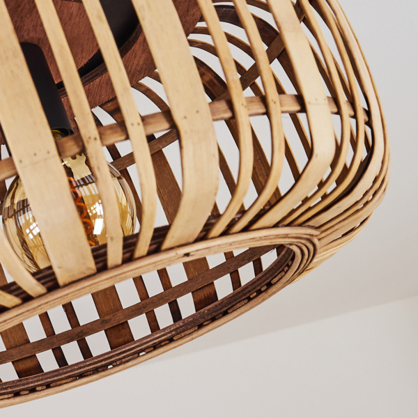 hofstein Deckenleuchte »Padra« runde Deckenlampe aus Metall in schwarz und Holz in hellbraun, ohne Leuchtmittel, Vintage/Boho Look Zimmerlampe, 1xE27 Bild 7