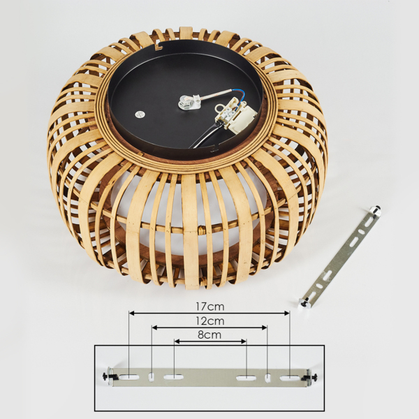 hofstein Deckenleuchte »Padra« runde Deckenlampe aus Metall in schwarz und Holz in hellbraun, ohne Leuchtmittel, Vintage/Boho Look Zimmerlampe, 1xE27 Bild 2