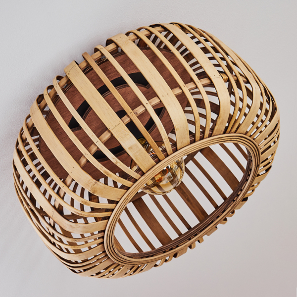 hofstein Deckenleuchte »Padra« runde Deckenlampe aus Metall in schwarz und Holz in hellbraun, ohne Leuchtmittel, Vintage/Boho Look Zimmerlampe, 1xE27 Bild 3