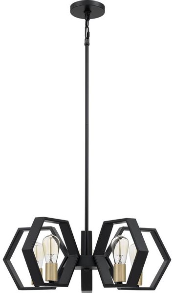 Quoizel QZ-BISMARCK5-EK Kronleuchter Bismarck E27 60W Stahl; Erde schwarz L:63. 6cm B:63. 6cm Ø63. 6cm dimmbar höhenverstellbar