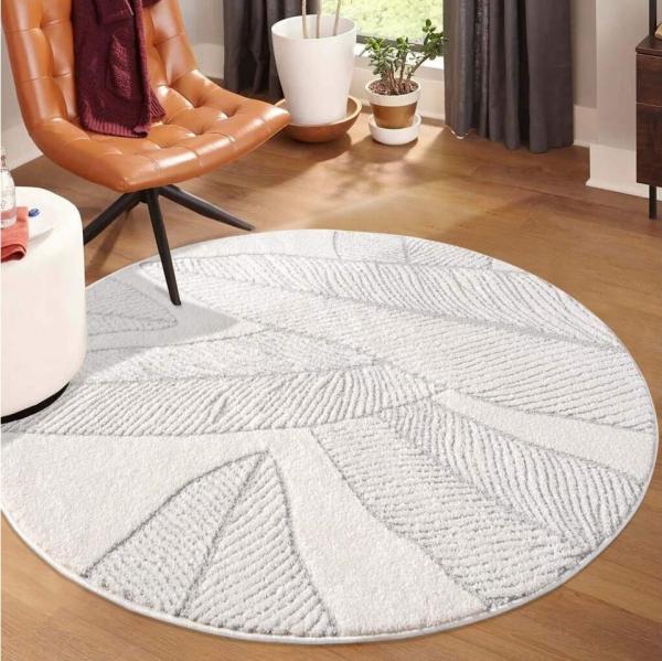 Carpet City Teppich LOUNGE 0629, rund, Höhe: 15 mm, Kurzflor-Teppich Modern, Hoch-Tief-Struktur, Wohnzimmer, Schlafzimmer