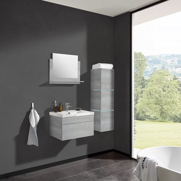 HOME DELUXE Badmöbel-Set 'WANGEROOGE - L' mit LED-Beleuchtung, Grau