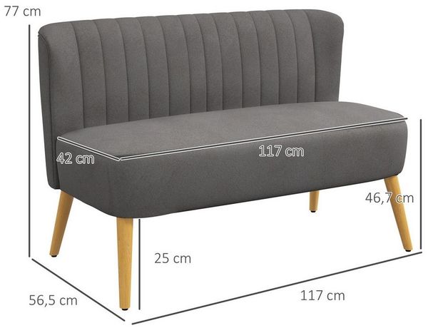 HOMCOM 2-Sitzer Zweisitzer, Loveseat mit Leinenoptik, Doppelsofa mit Holzbeine, 1 Teile Bild 2