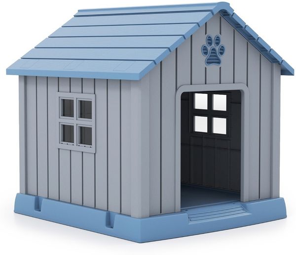 Kunststoff-Hundehütte für kleine und mittelgroße Hunde wasserfest und isoliert Indoor- und Outdoor-Hundehütte Blau