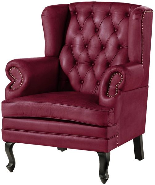 Ohrensessel Echtleder 88x81x105 rot CHESTERFIELD #401