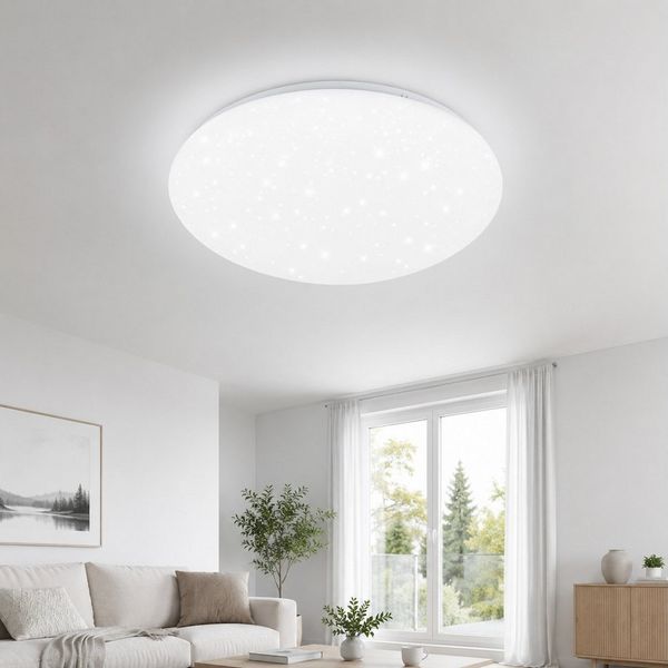 ZMH LED Deckenleuchte Rund – Moderne Deckenlampe für Wohnzimmer Schlafzimmer Flur, 6000K, LED fest integriert, Kaltweiß, Sternhimmel 18w