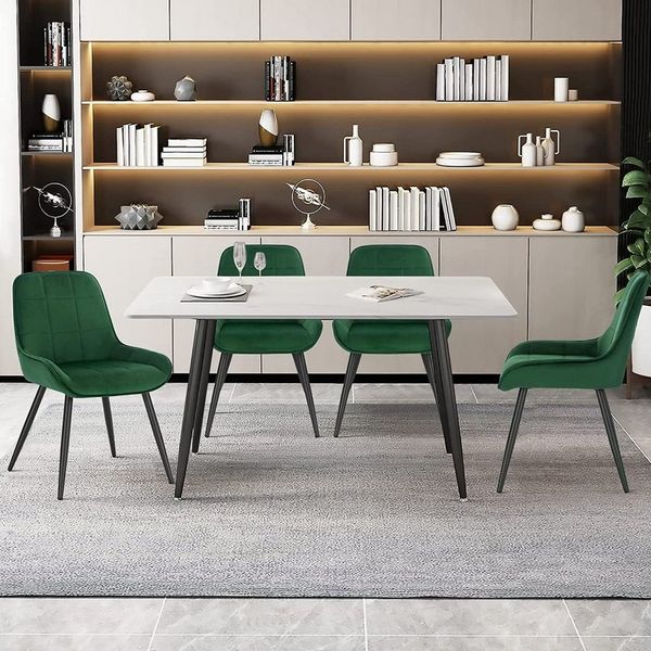 WOLTU Esszimmerstühle 2er Set, Polsterstuhl Samt, Küchenstuhl gepolstert, Akzentstuhl für Wohnzimmer Schlafzimmer Küche, ergonomischer Stuhl mit Rückenlehne, Dunkelgrün, BH331dgn-2