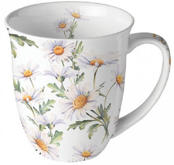 Ambiente Luxury Paper Products Becher Sommer, Blumen, Tiere, Pflanzen, Bäume, Herbst, Mug, Kollektion, 1-tlg, Porzellan Tasse, Becher 0,4 L Schöne Gänseblümchen weiß, Themen Blumen - Pflanzen, Winter, Geburtstag, Hochzeit, Valentinstag, Muttertag, Gesc...