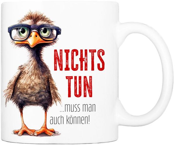 Cadouri Tasse mit Spruch NICHTSTUN Kaffeetasse Büro Arbeit, Geschenk, Keramik, Kaffeebecher, Geschenkidee Arbeitskollege, lustig, Humor, 330 ml