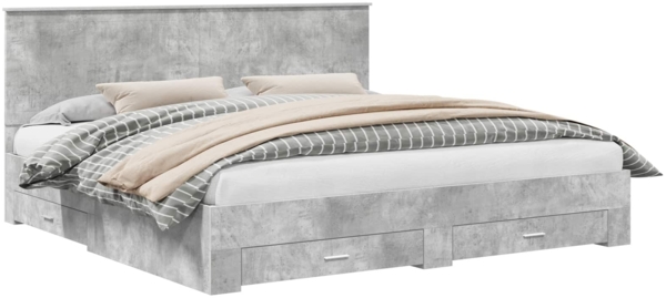 vidaXL Bettrahmen mit Kopfteil Beton Grau 200x200 cm Holzwerkstoff 3411267