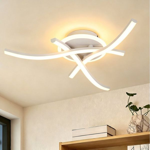 BlingBin Deckenleuchte LED Deckenlampe 21W, 3000K/4500K/6500K, LED Lampe 2100lm, Innenbeleuchtung, LED fest integriert, warmweiß, Naturweiß, Kaltweiß, Wohnzimmerlampe mit Memory Funktion für Schlafzimmer, Büro, Küche& Flur