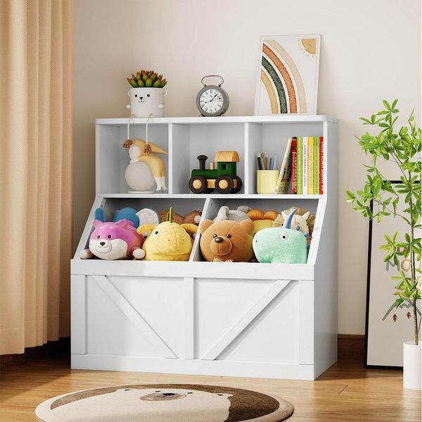 GarveeMore Kinderregal Bücherregal Kinder Spielzeugregal 90x42x92cm