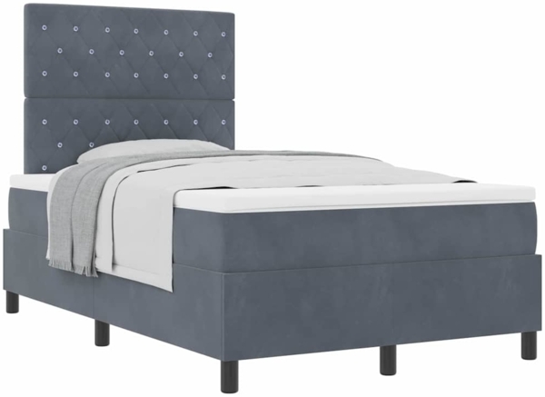 vidaXL Boxspringbett mit Matratze Dunkelgrau 120 x 200 cm Samt 3339759 Bild 2