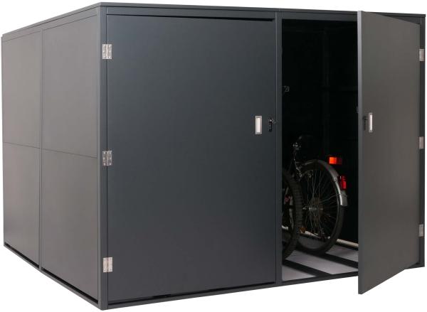 4er-Fahrradgarage HWC-L56c, Gerätehaus Fahrradbox mit Ablage, abschließbar Metall 160x222x208cm ~ anthrazit