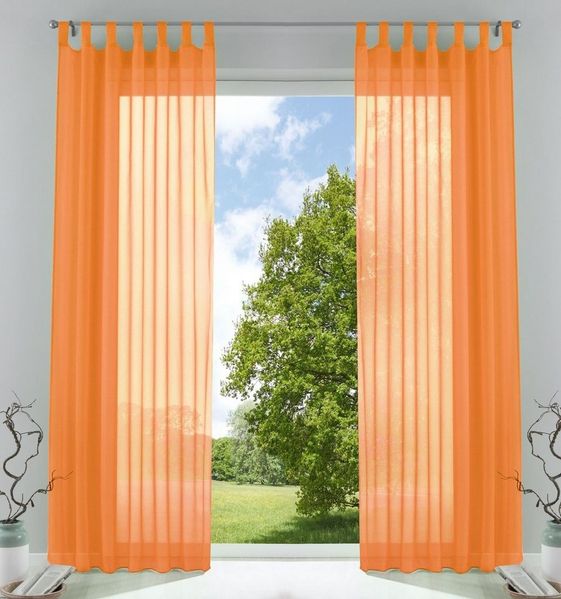 Gardinenbox Gardine (2 St), Schlaufen, transparent, Voile, Transparent Vorhang Set Voile Bleibandabschluss 61000CN