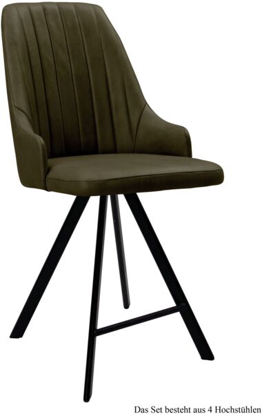 Thekenstuhl drehbar (4er-Set) Diannah 52x108x60 Schwarz/Khaki