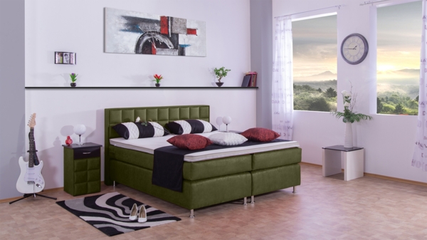 Meisterbetten Boxspringbett Peru 100x220 in MS-Olive, Matratzenbezug Nano, Komfortschaum-Topper Bild 3