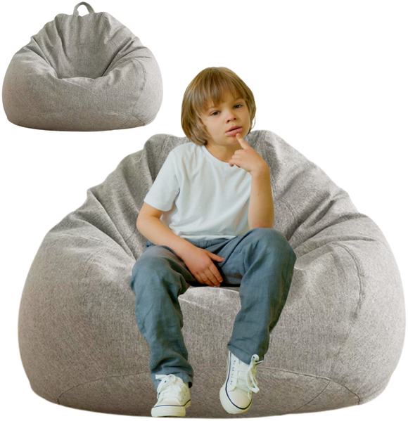 AD.CON Sitzsack mit ECO Füllung, Hellgrau, 70 x 80 x 50 120L, Styropor-Regranulat