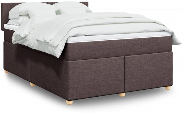 vidaXL Boxspringbett mit Matratze Dunkelbraun 140x190 cm Stoff 3288971