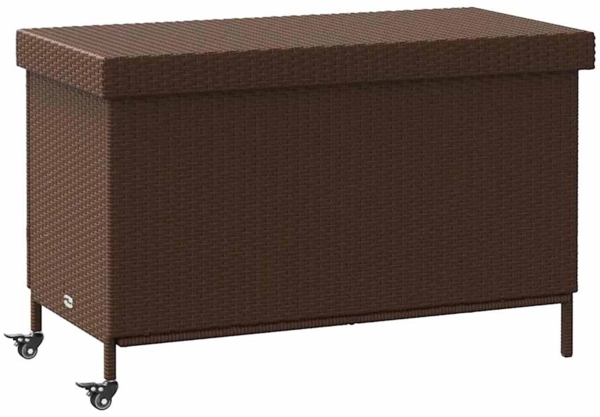 vidaXL Gartentruhe mit Rollen Braun 110x55x73 cm Poly Rattan 4103827