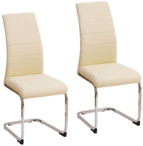 HTI-Living Freischwinger Schwingstuhl SallyC PU Beige (Set, 2 St), Freischwinger Esszimmerstuhl Kunstleder
