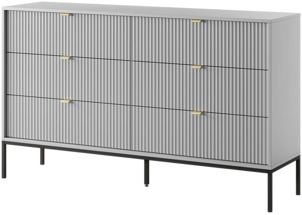 Compleo Kommode mit sechs Schubladen, Kommode mit Gold Griffe, Breite: 154 cm