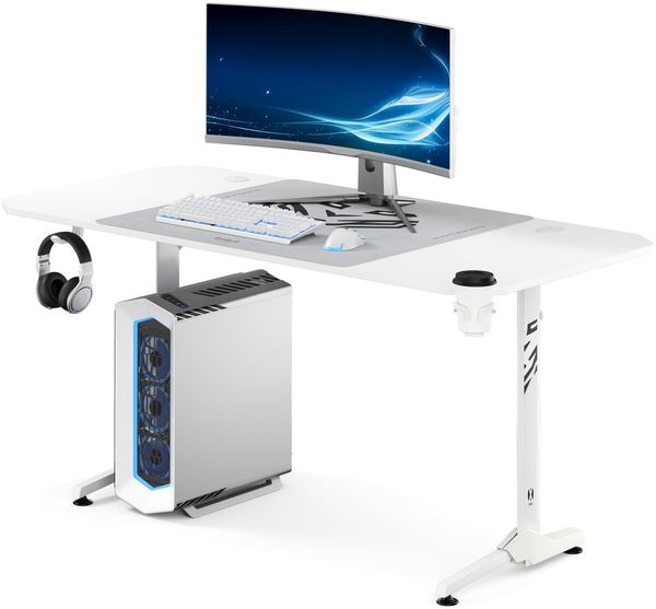 Diablo Gaming Schreibtisch Großer Computertisch stabil PC Tisch mit Kabelmanagement Matte Headsethalter Becherhalter ergonomischer Gamer Tisch robust für Home Office Setup 160 x 75 x 75 cm