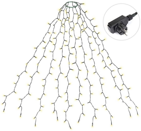 Salcar LED-Lichterkette 3m Lichterketten Weihnachts Weihnachtsbaum LED Lichterkette, 3m Christbaumbeleuchtung mit Ring und 10 Girlanden, 350 LED Warmweiß