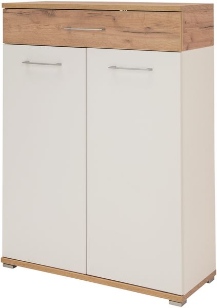 Kommode >M-407< (BxHxT: 89x118x37 cm) in weiss | braun - 89x118x37cm (BxHxT)