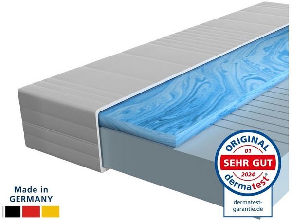AM Qualitätsmatratzen Kaltschaummatratze mit 4 cm Gelschaum-Auflage, H2, Höhe 20 cm, 80x200 cm