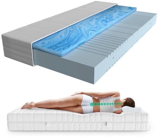 AM Qualitätsmatratzen Kaltschaummatratze mit 4 cm Gelschaum-Auflage, H2, Höhe 20 cm, 80x200 cm