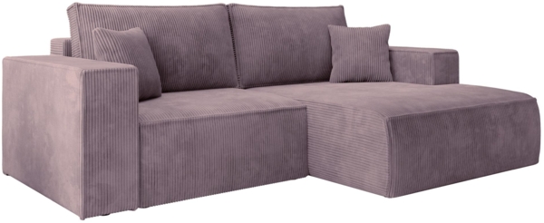 Selsey 'Farese Mini' Ecksofa mit Cordbezug, Schlaffunktion und Stauraum, Mauve, rechts