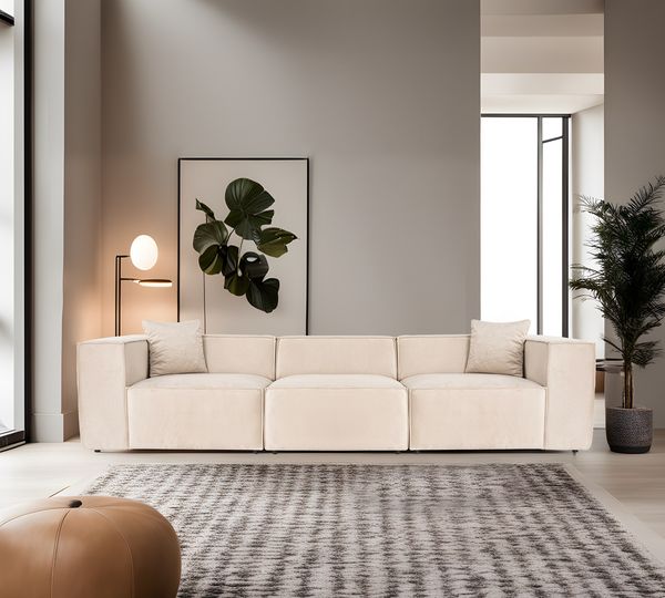 3-Sitzer-Sofa, 'Lora', 65 x 108 x 303, Creme