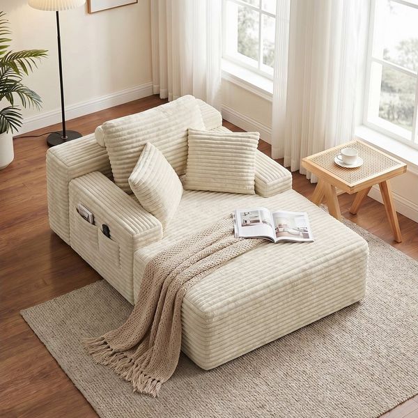 Bealife Schlafsofa Cordstoff Relaxsofa mit 3 Rückenkissen, 102 x 150 x 60 cm, kein Aufbau, sofort nutzbar