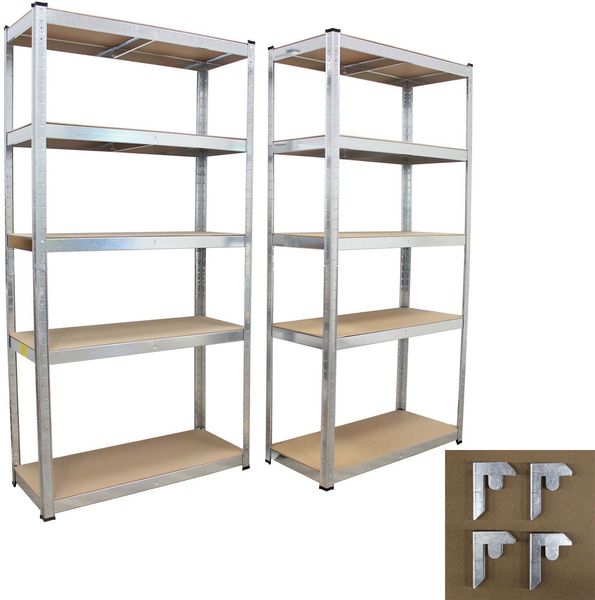 2x Schwerlastregal 180x90x40 cm 875 kg mit 5 Böden je Regal Lagerregal Kellerregal Garagenregal