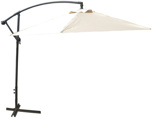 Alu Sonnenschirm Ampelschirm Ø 3m UV30+ Kurbelschirm mit Standfuß Garten beige
