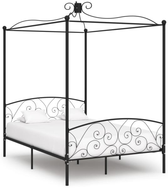 vidaXL Himmelbett-Gestell Schwarz Metall 120 x 200 cm 284476