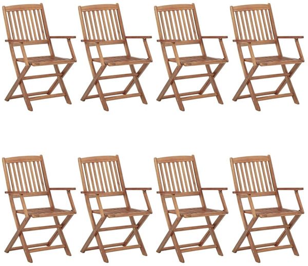 vidaXL Klappbare Gartenstühle 8 Stk. mit Kissen Massivholz Akazie 3074992